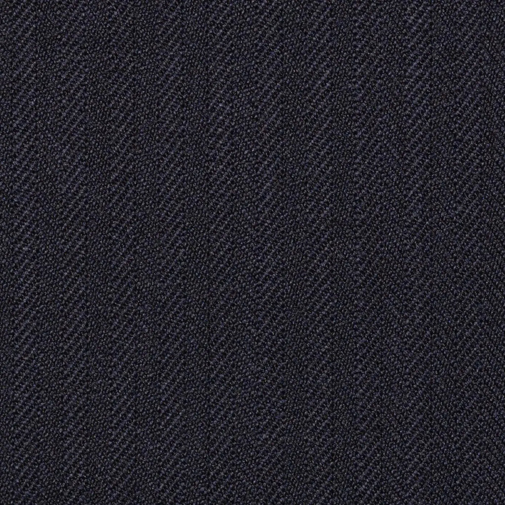 Dark Navy Blue Narrow Herringbone Super 100's All Wool Suiting By Holland & Sherry