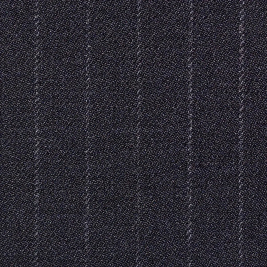Navy Blue Chalk Stripe Super 100's All Wool Suiting By Holland & Sherry