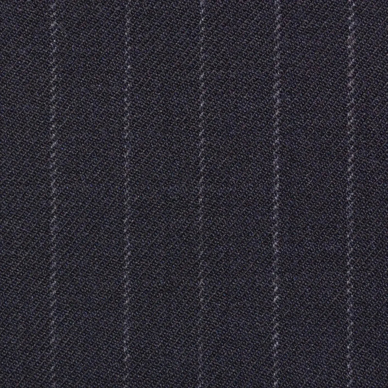 Navy Blue Chalk Stripe Super 100's All Wool Suiting By Holland & Sherry
