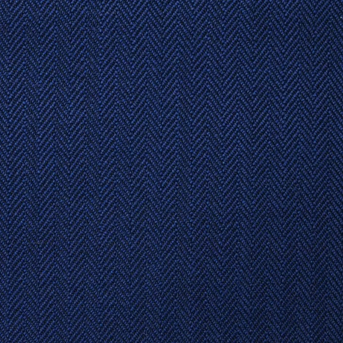 Bright Navy Blue Narrow Herringbone Super 100's All Wool Suiting By Holland & Sherry Yorkshire Fabric