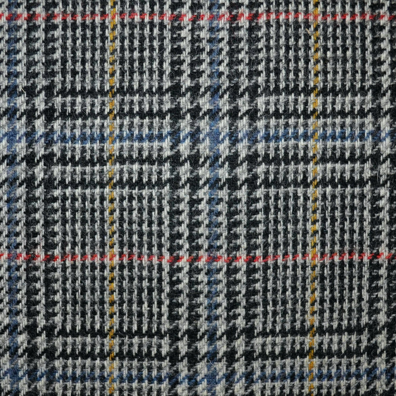 Grey with Red, Blue and Tan Glen Check All Wool Irish Donegal Tweed