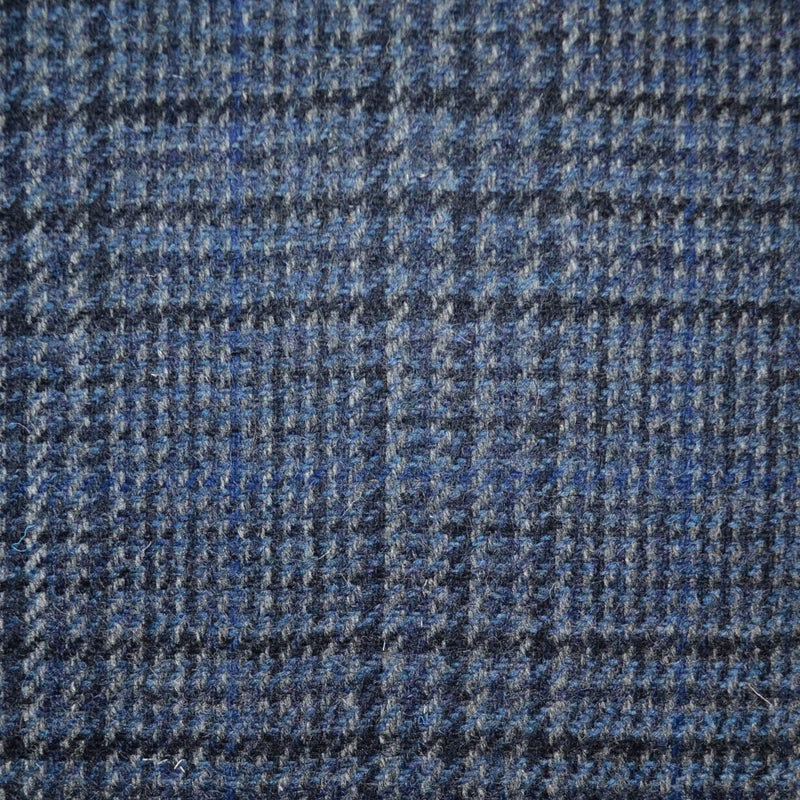 Medium Blue with Grey and Navy Glen Check All Wool Irish Donegal Tweed