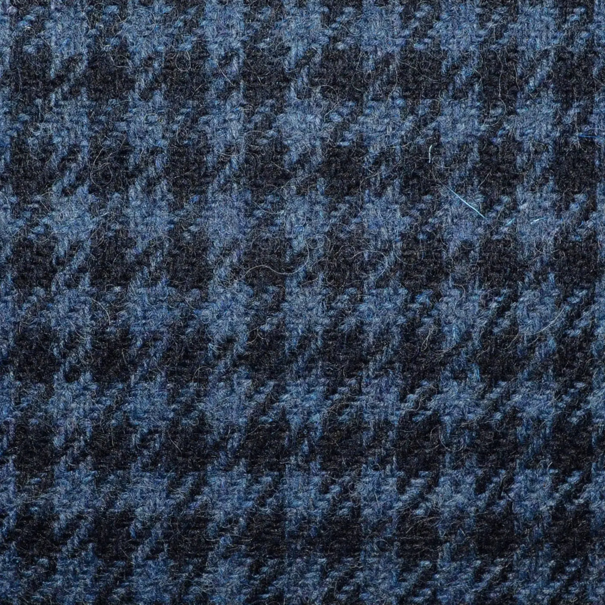 Medium Blue and Navy Blue Gun Check All Wool Irish Donegal Tweed