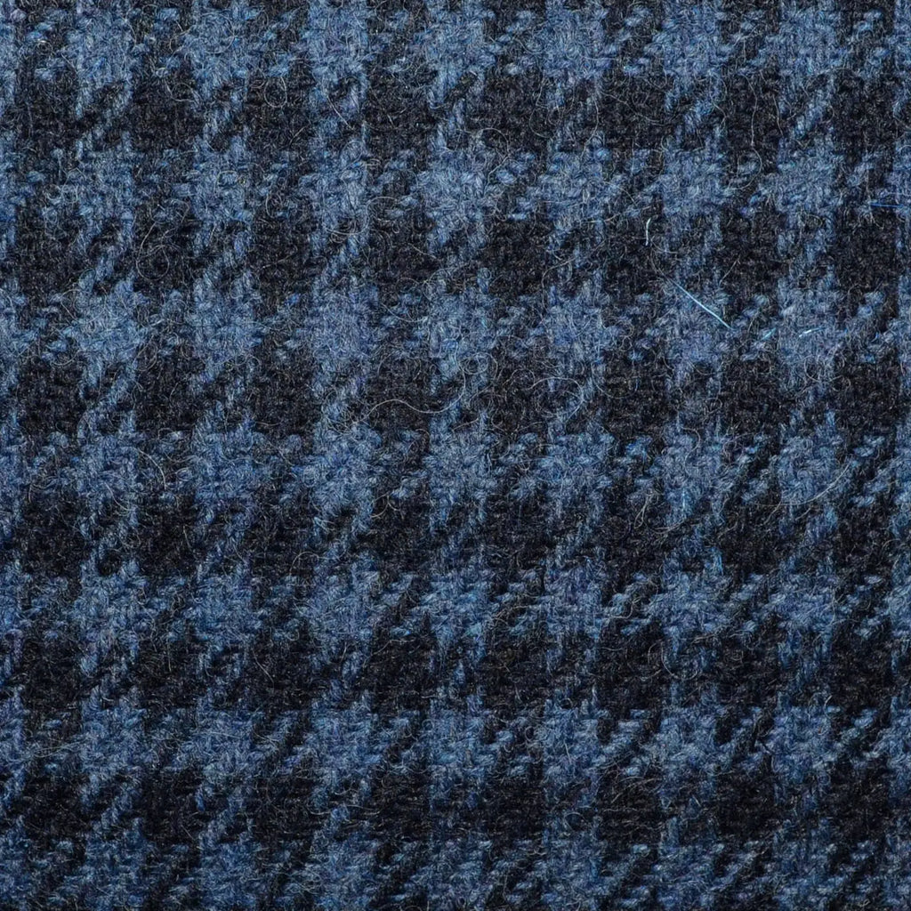 Medium Blue and Navy Blue Gun Check All Wool Irish Donegal Tweed