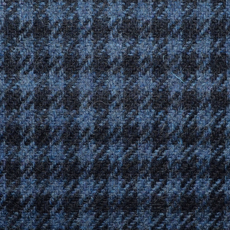 Medium Blue and Navy Blue Gun Check All Wool Irish Donegal Tweed