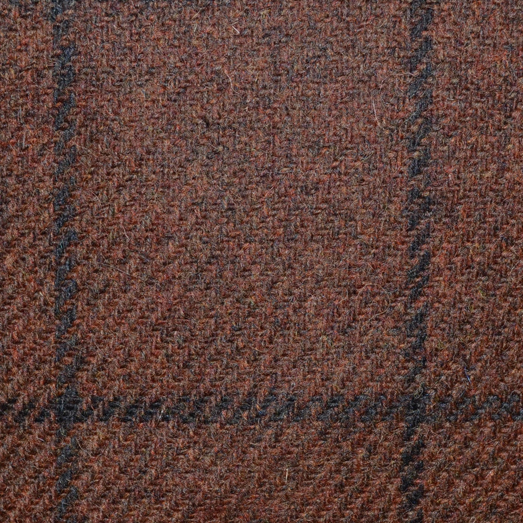 Rustic Brown with Dark Brown Windowpane Check All Wool Irish Donegal Tweed