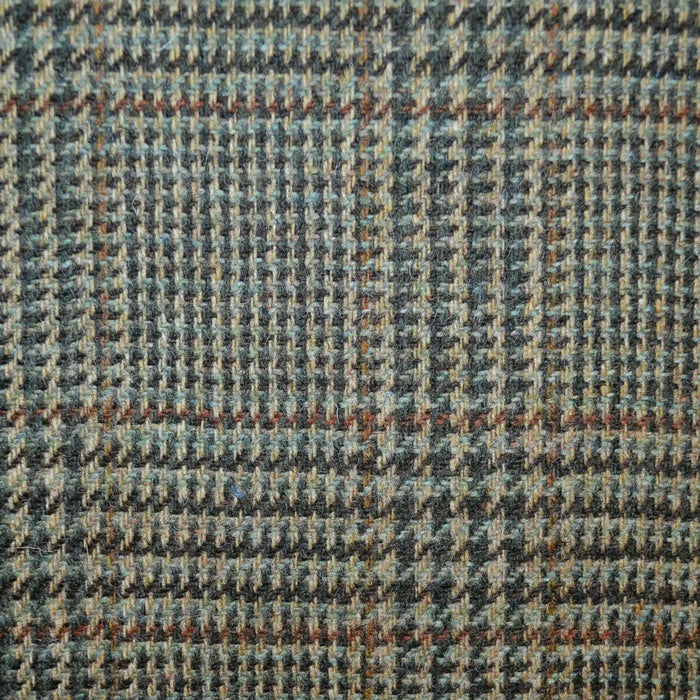 Beige, Dark Green with Dark Brown Glen Check All Wool Irish Donegal Tweed