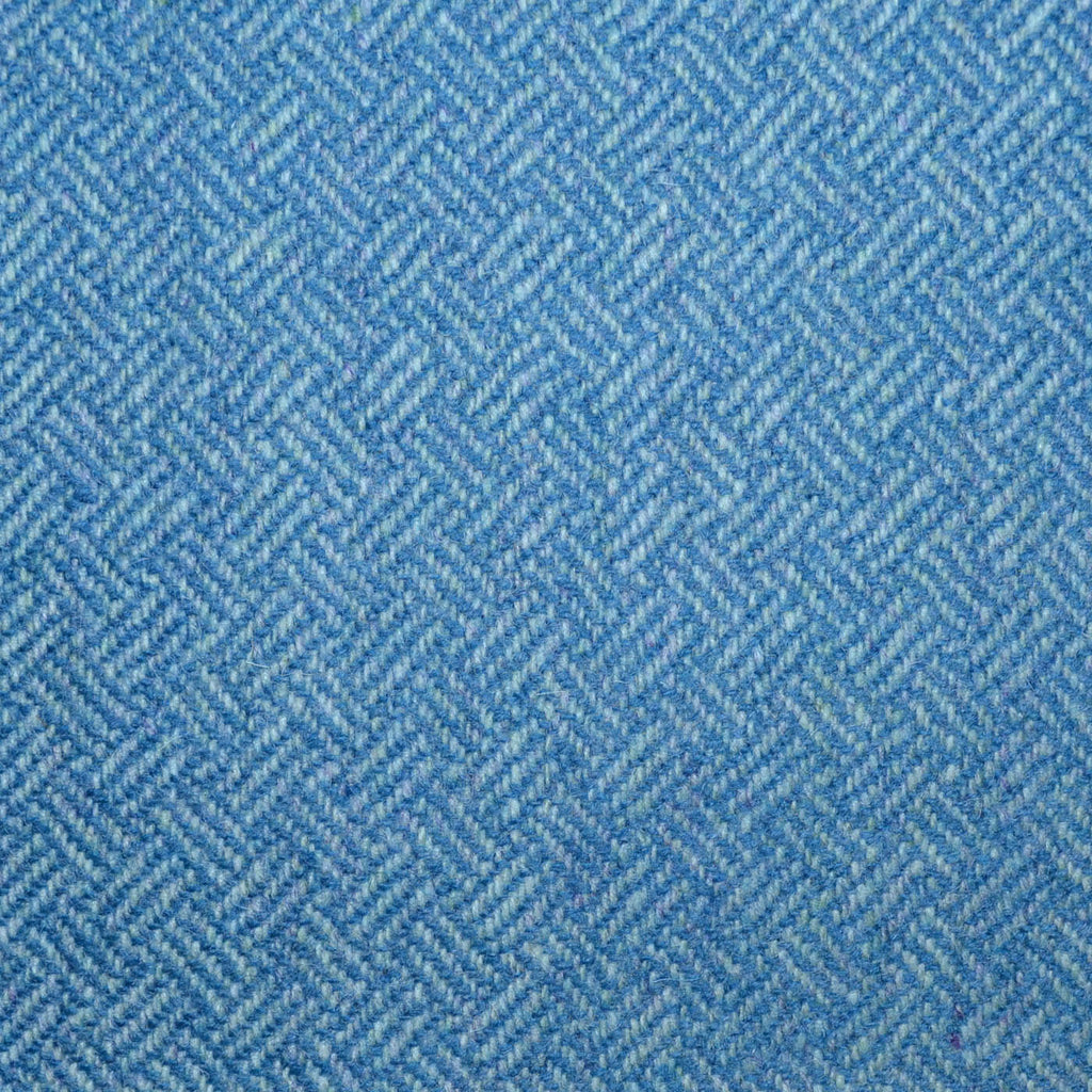 Turquoise Blue All Wool Geo Parquet Weave Coating
