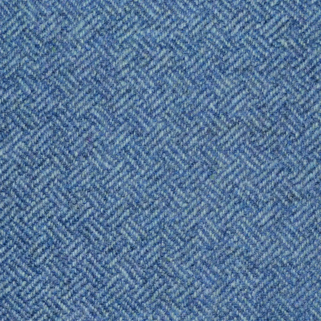 Denim Blue All Wool Geo Parquet Weave Coating