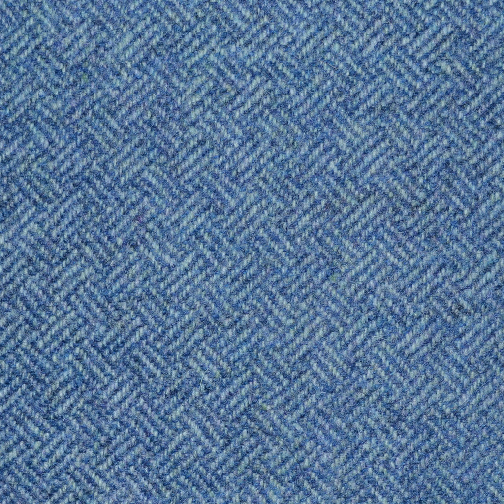 Denim Blue All Wool Geo Parquet Weave Coating