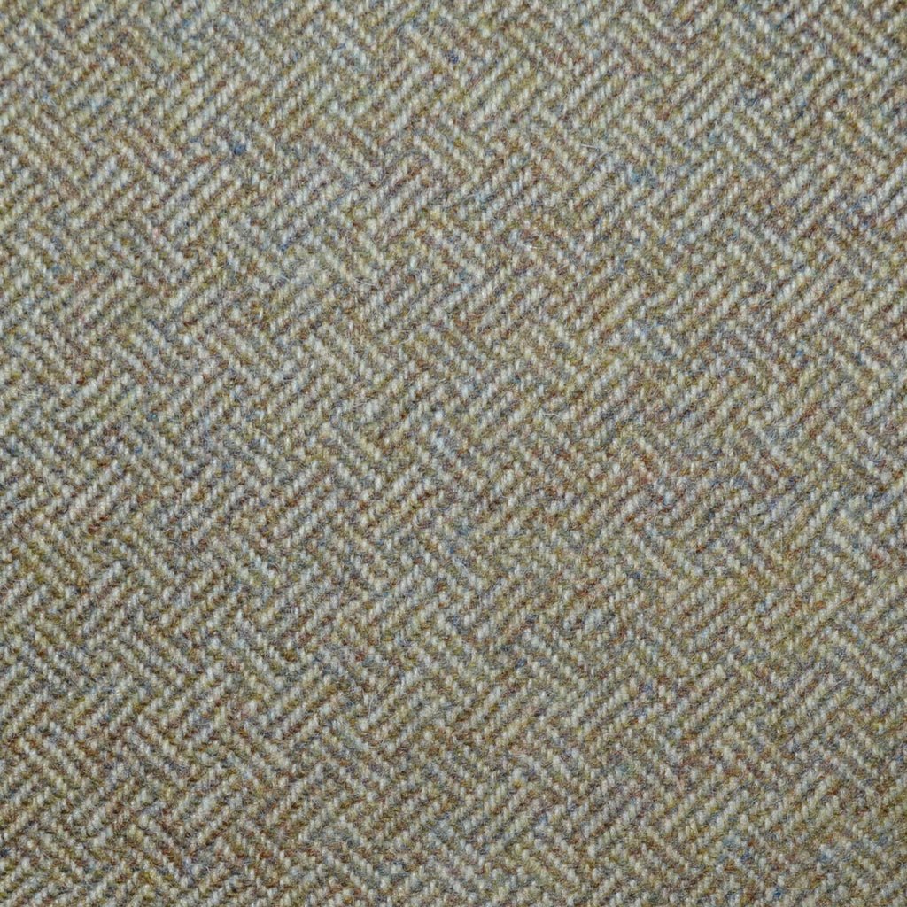 Golden Brown All Wool Geo Parquet Weave Coating