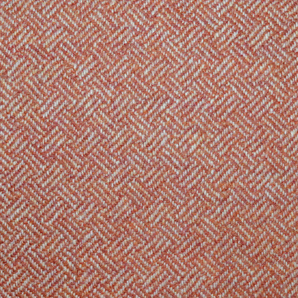 Orange All Wool Geo Parquet Weave Coating