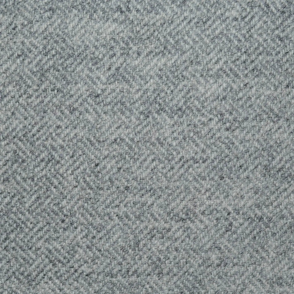 Silver Grey All Wool Geo Parquet Weave Coating