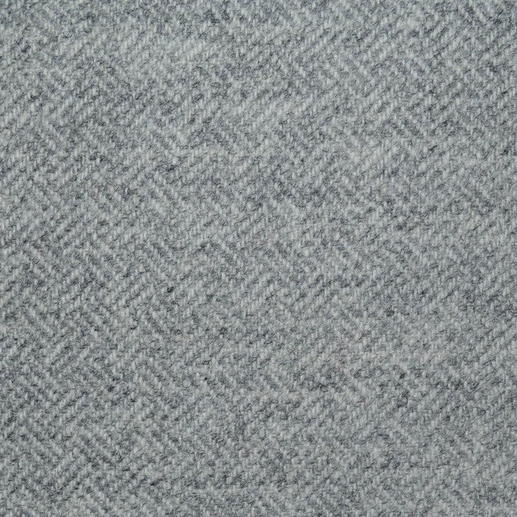 Silver Grey All Wool Geo Parquet Weave Coating