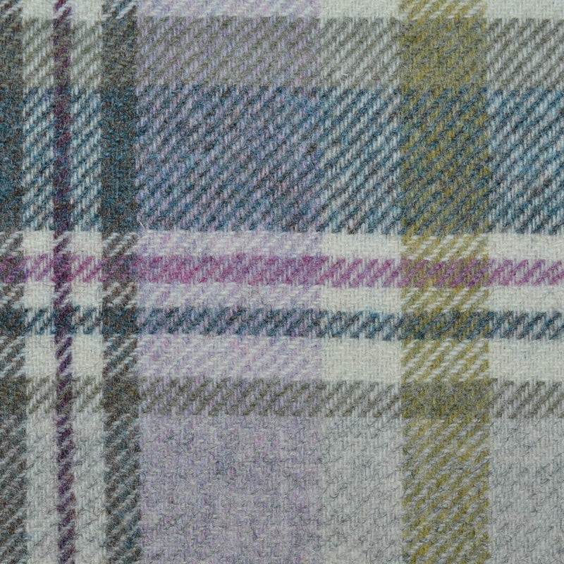 Beige, Olive, Moss Green with Pink Plaid Check All Wool Tweed Coating