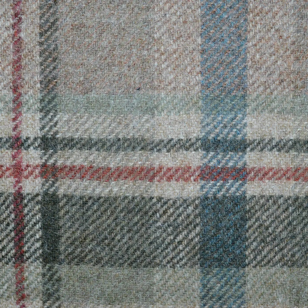 Sand, Brown, Moss Green with Tan Plaid Check All Wool Tweed Coating