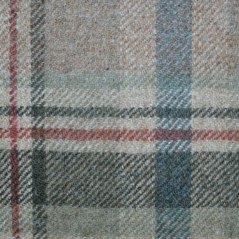 Sand, Brown, Moss Green with Tan Plaid Check All Wool Tweed Coating