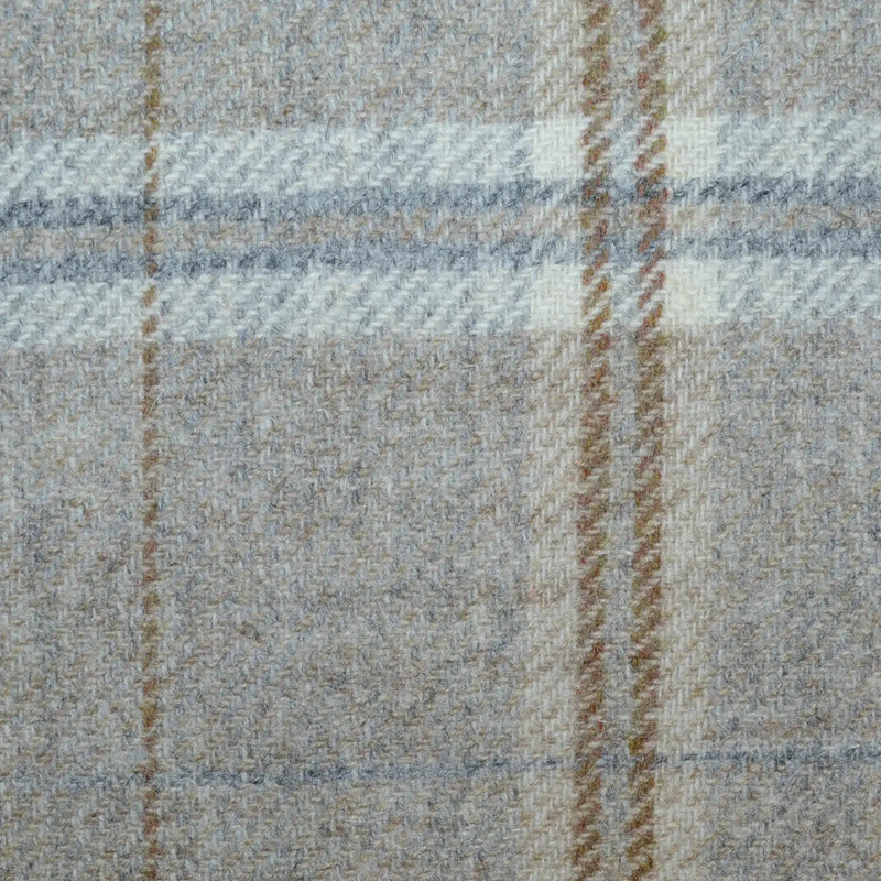 Beige with Grey and Tan Multi Check All Wool Tweed Coating