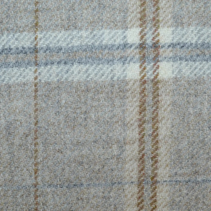 Beige with Grey and Tan Multi Check All Wool Tweed Coating