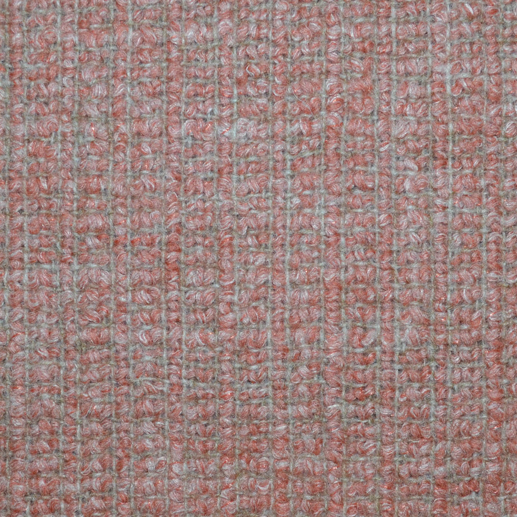 Pink, Grey & Ecru Muted Check Wool & Linen Boucle Coating