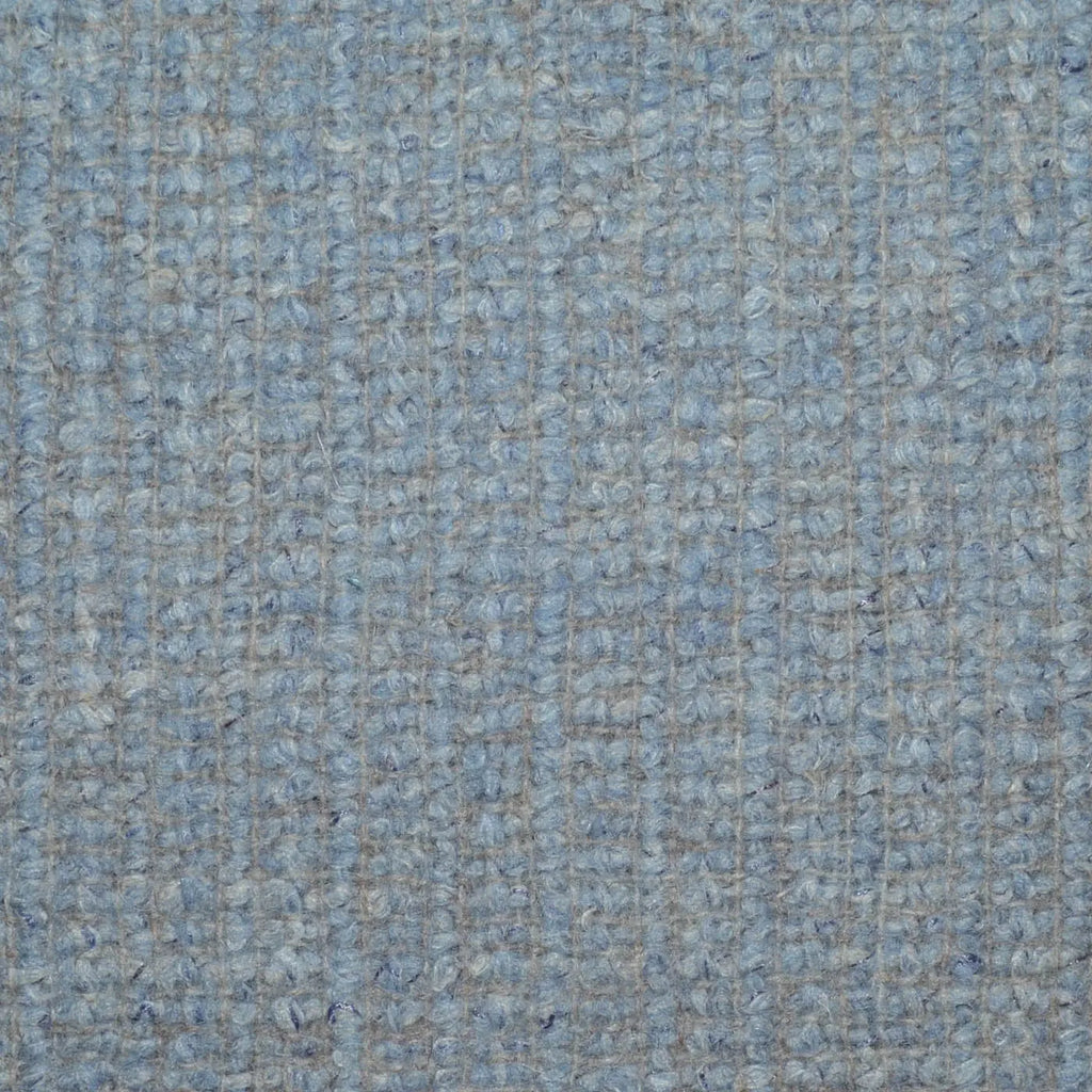 Light Blue, Grey & Ecru Muted Check Wool & Linen Boucle Coating