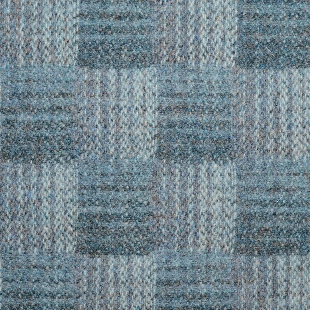 Blue, Slate Grey and Silver Grey Checkboard Weave All Wool Tweed Coating