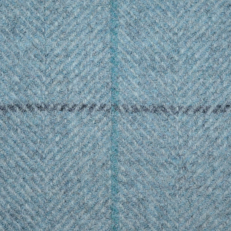 Slate Grey and Silver Herringbone with Blue and Brown Check All Wool Tweed Coating