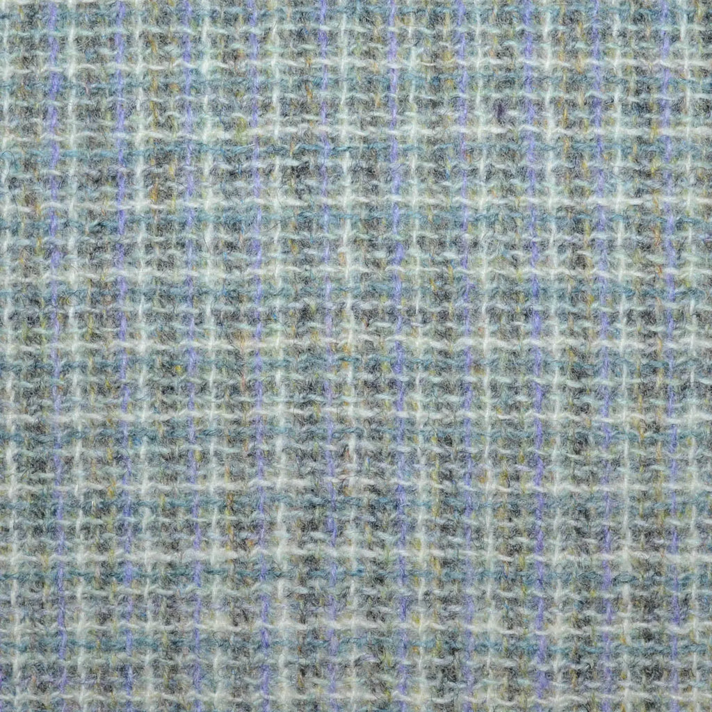 Sage, Lilac and Ecru Woven Box Check All Wool Boucle Jacketing