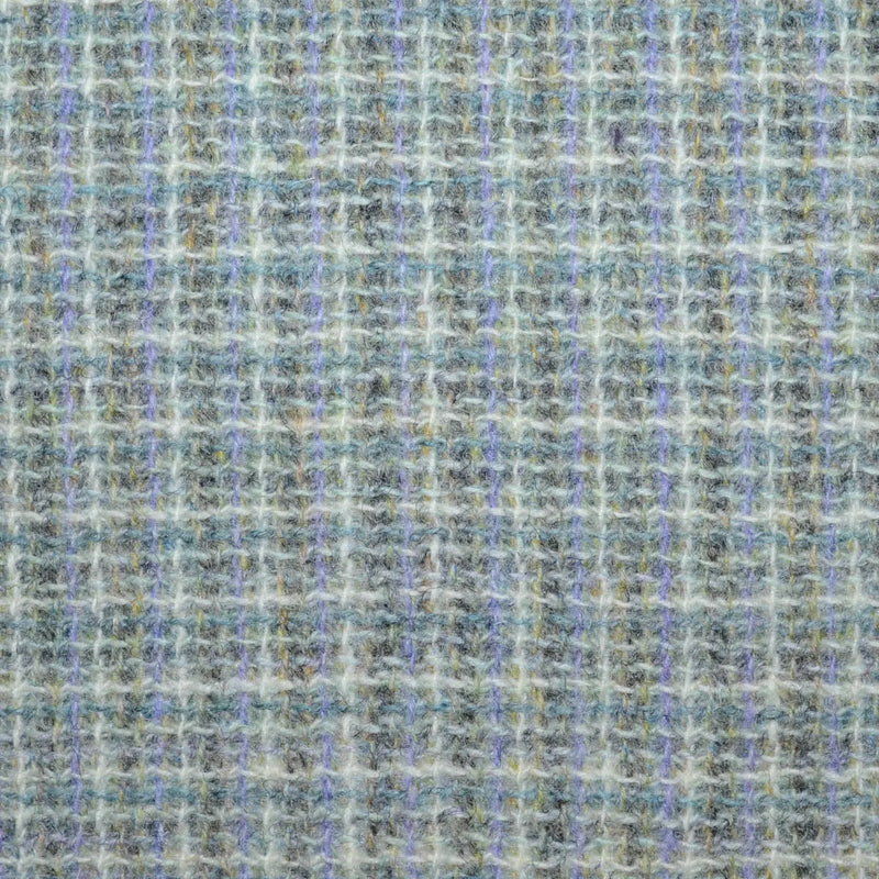 Sage, Lilac and Ecru Woven Box Check All Wool Boucle Jacketing