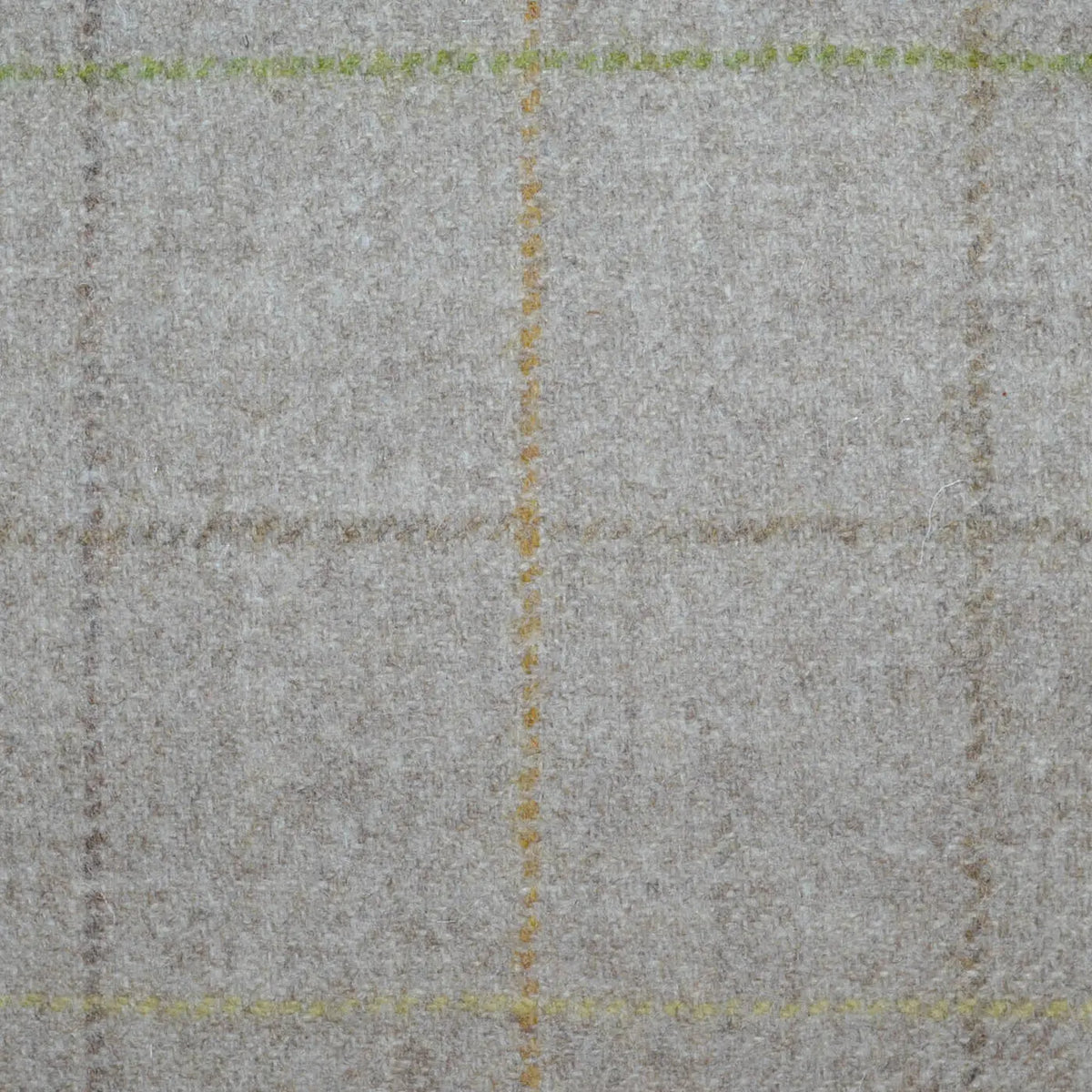 Beige with Sand, Sage Green and Brown Check All Wool Tweed Coating