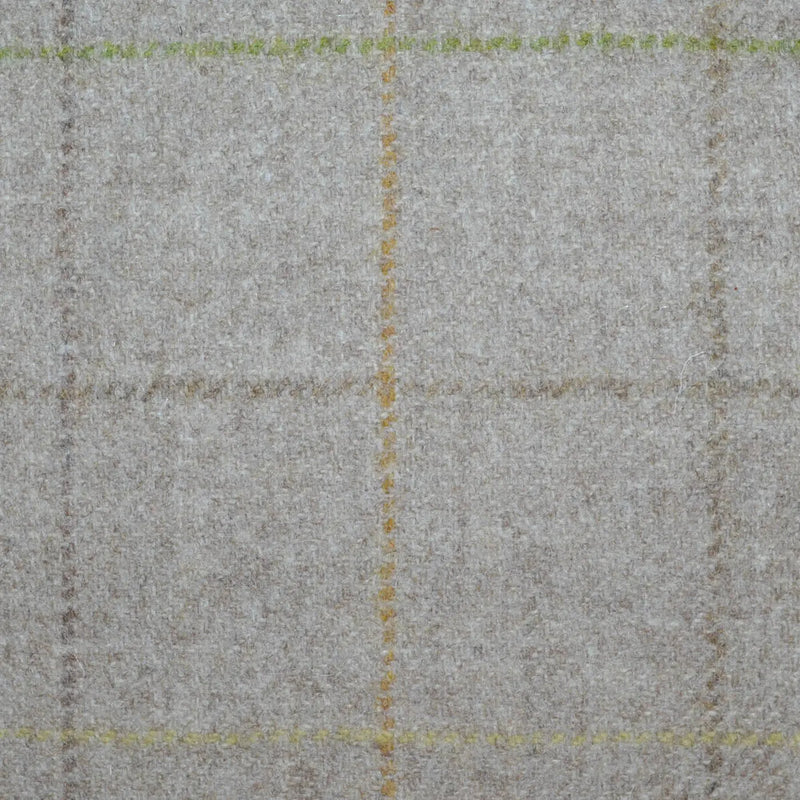 Beige with Sand, Sage Green and Brown Check All Wool Tweed Coating