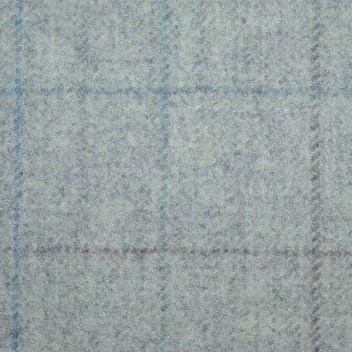 Silver Grey with Blue and Slate Grey Check All Wool Tweed Coating