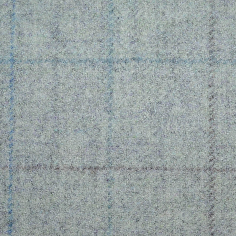 Silver Grey with Blue and Slate Grey Check All Wool Tweed Coating