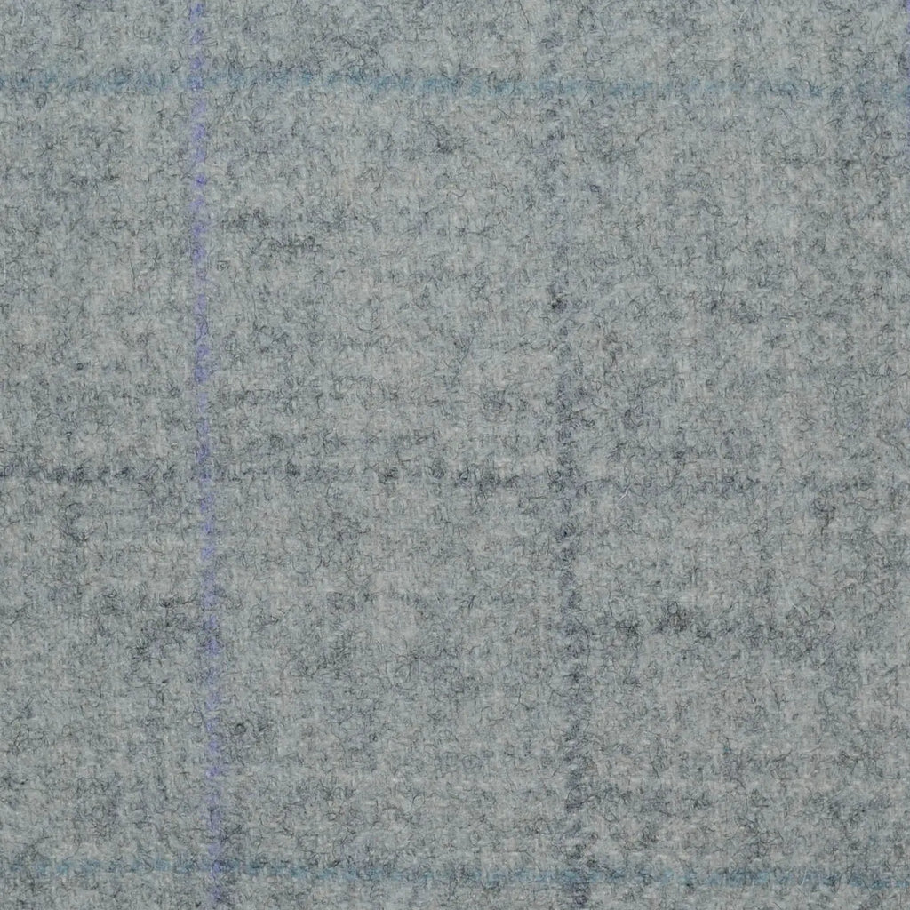 Limestone with Lilac, Blue and Grey Check All Wool Tweed Coating