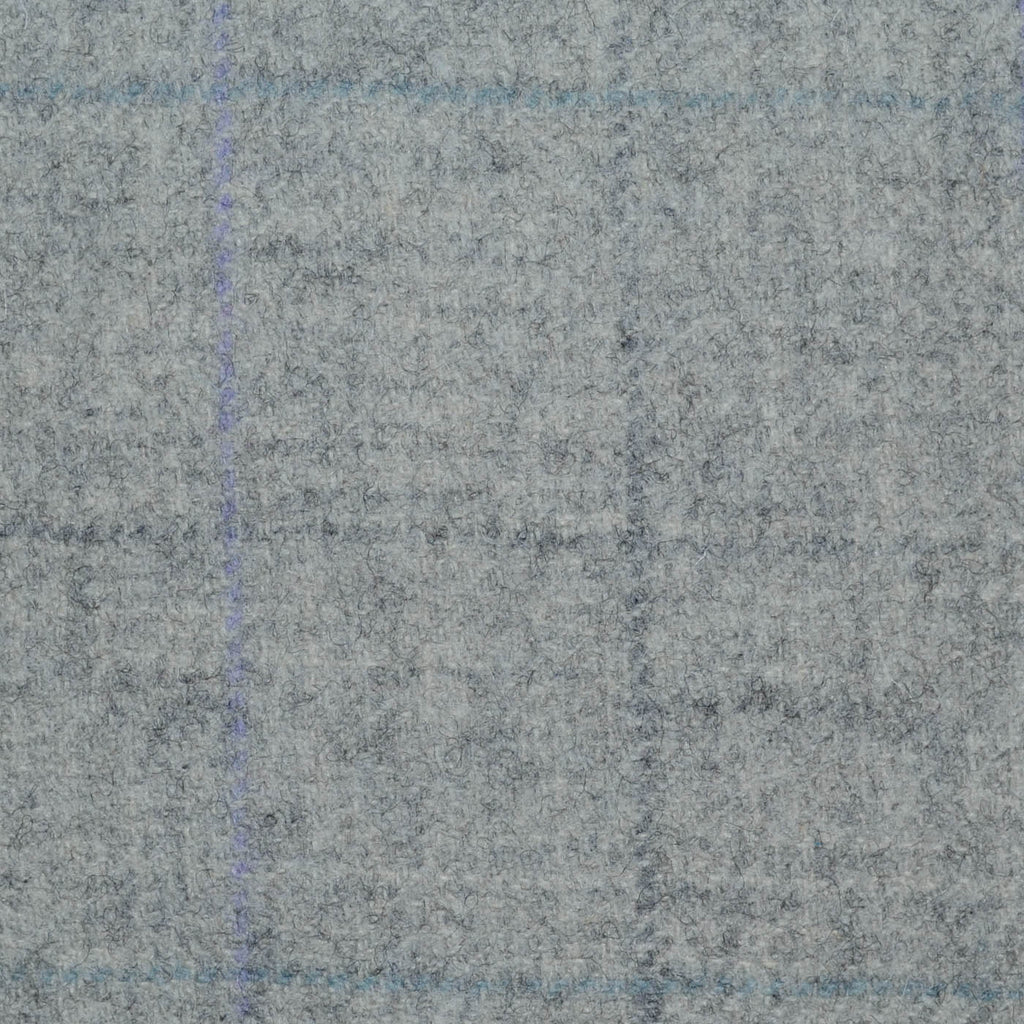 Limestone with Lilac, Blue and Grey Check All Wool Tweed Coating