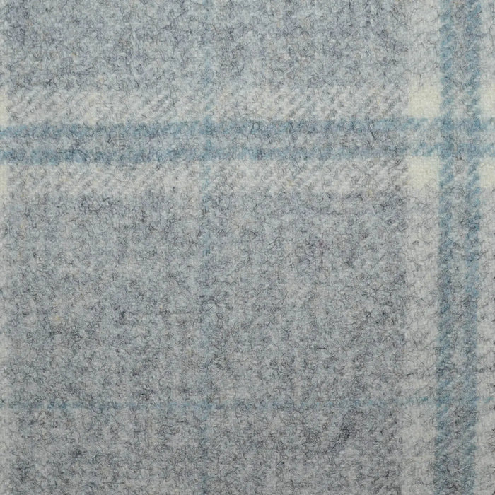 Silver Grey with Blue and Ecru Twin Check All Wool Tweed Coating