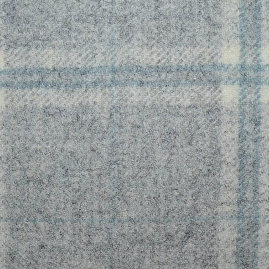 Silver Grey with Blue and Ecru Twin Check All Wool Tweed Coating