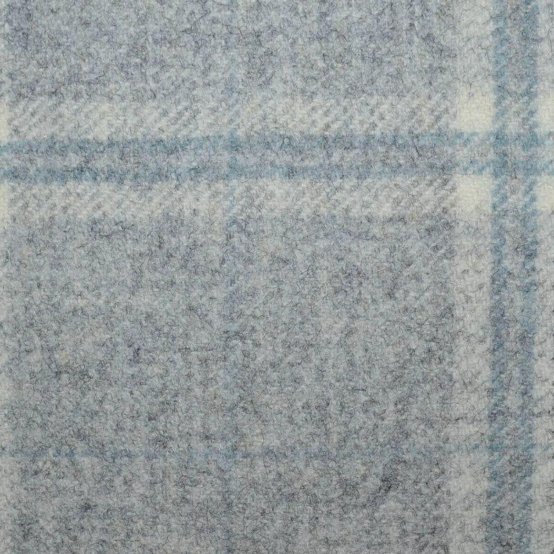 Silver Grey with Blue and Ecru Twin Check All Wool Tweed Coating