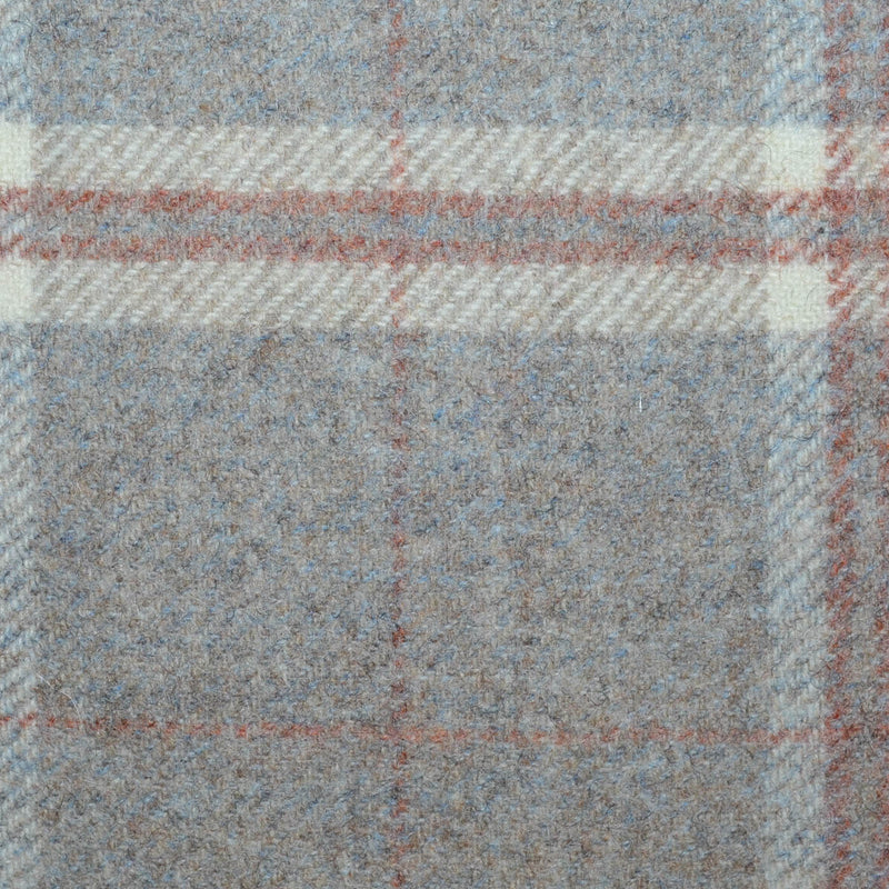 Beige and Grey with Red/Brown and Ecru Twin Check All Wool Tweed Coating