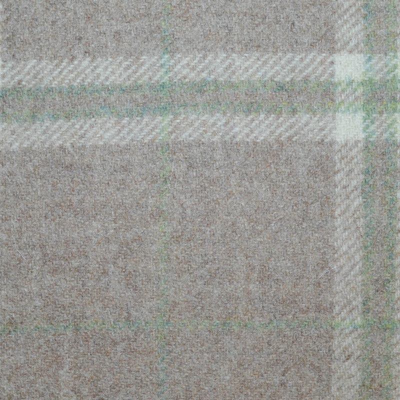 Beige and Sand with Ecru and Sage Green Twin Check All Wool Tweed Coating