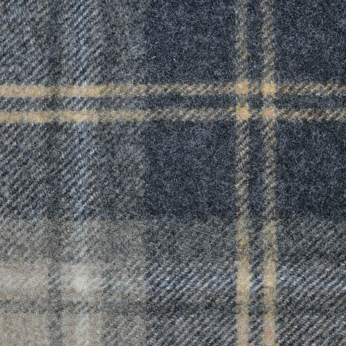 Dark Grey, Beige, Ecru and Sand Plaid Check All Wool Tweed Coating