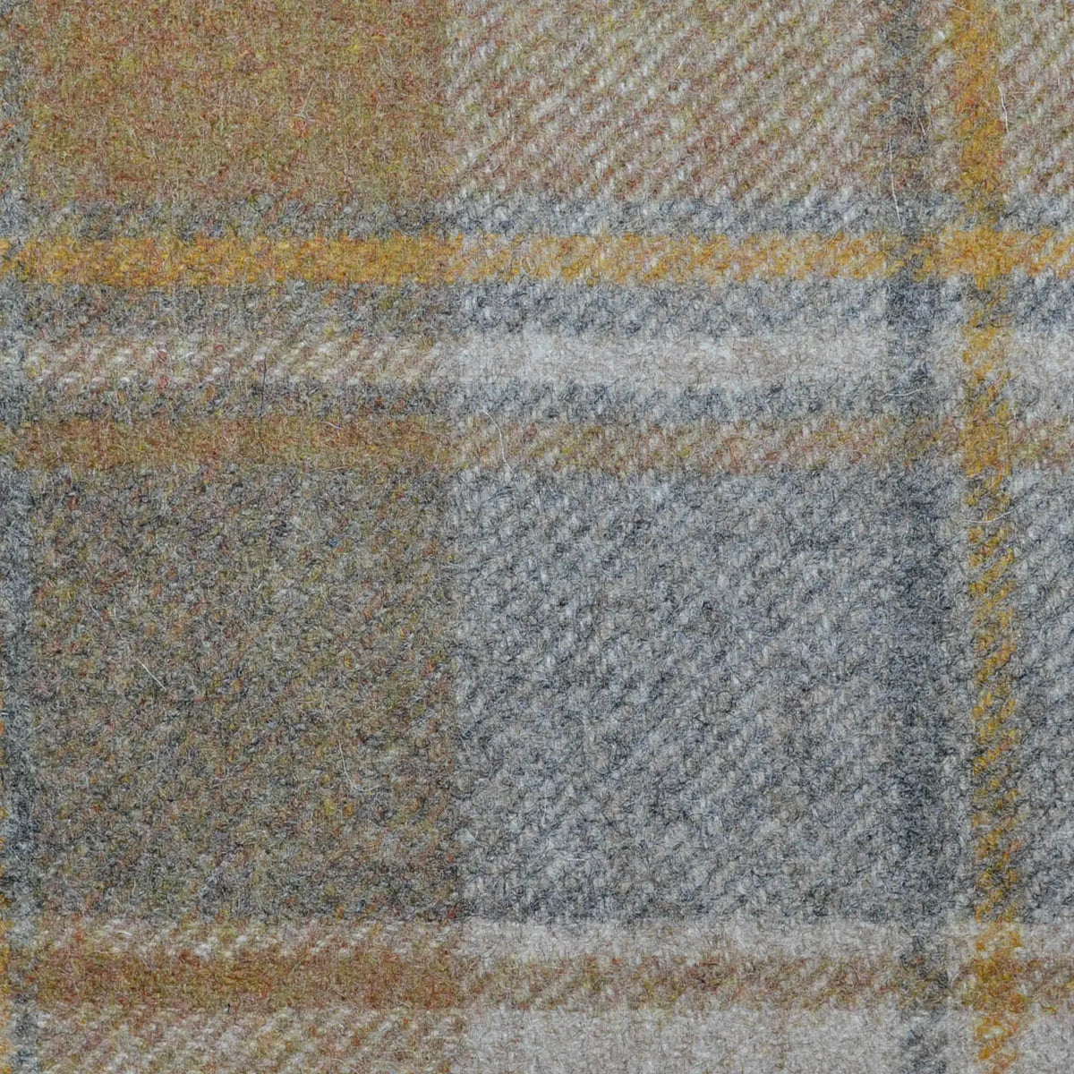 Beige, Sand, Grey and Mustard Plaid Check All Wool Tweed Coating