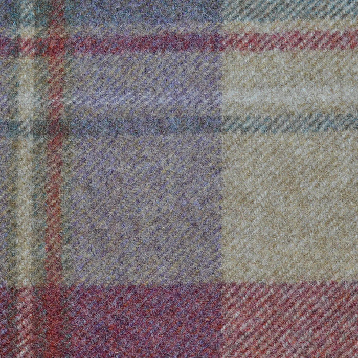Light Brown, Beige, Ecru and Burgundy Plaid Check All Wool Tweed Coating
