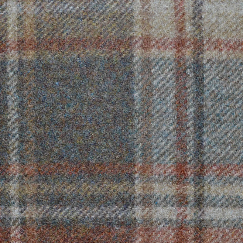 Light Brown, Beige, Ecru and Dark Brown Plaid Check All Wool Tweed Coating