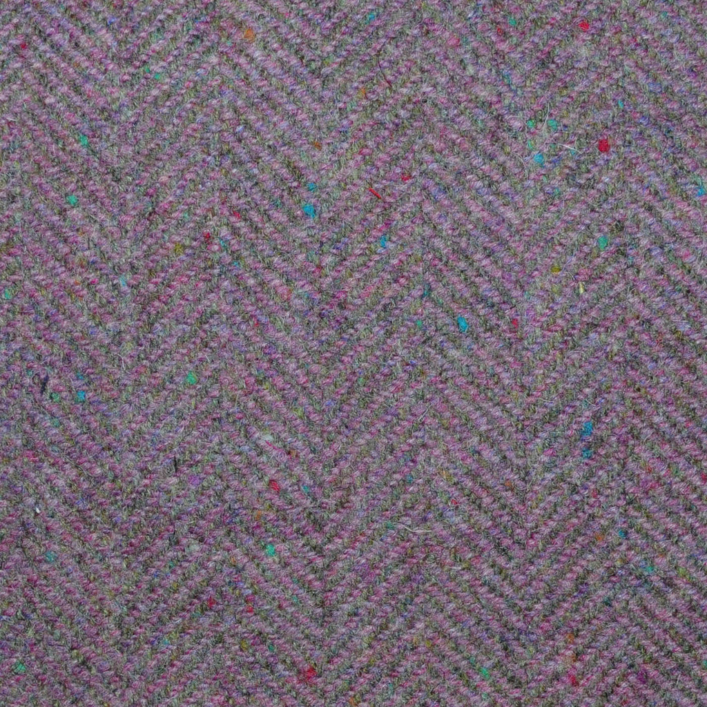 Lavender and Marl Grey Herringbone with Multi-Coloured 'Donegal' Flecks All Wool Tweed