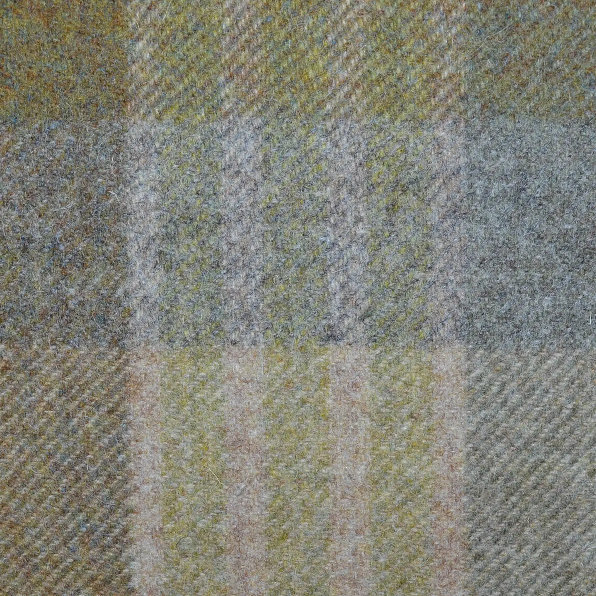 Moss Green, Beige, Grey and Light Green Plaid Check All Wool Tweed Coating Coating