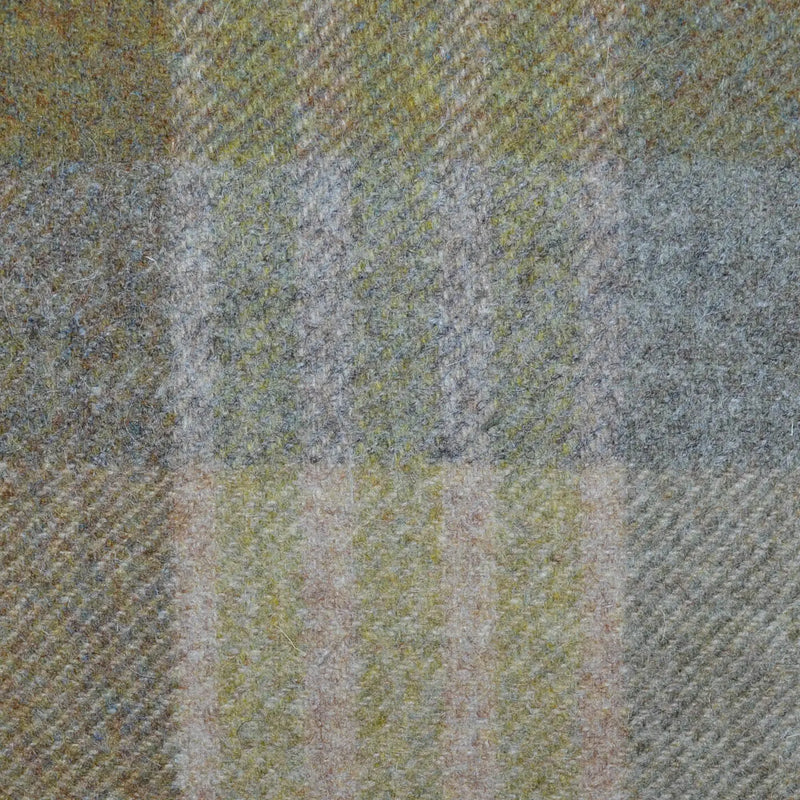 Moss Green, Beige, Grey and Light Green Plaid Check All Wool Tweed Coating Coating