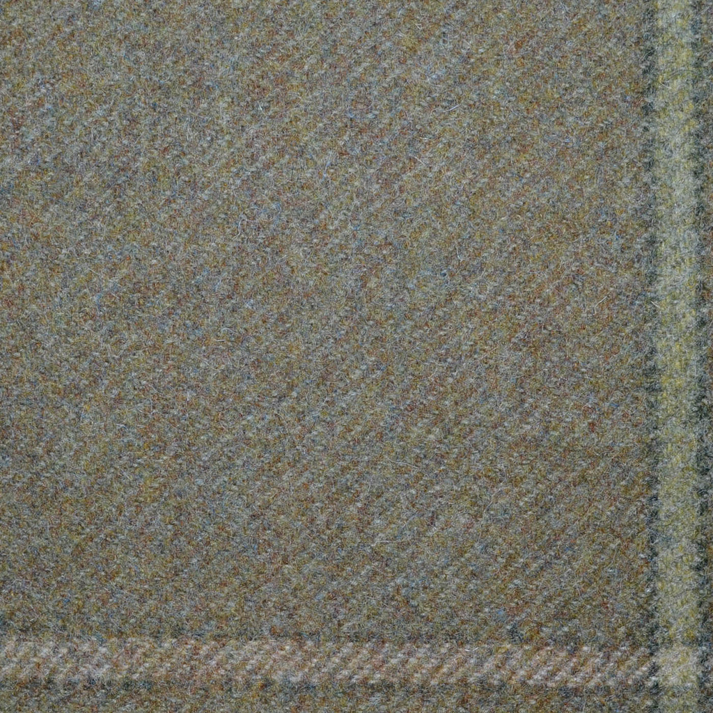 Moss Green with Beige and Dark Green Window Pane Check All Wool Tweed Coating