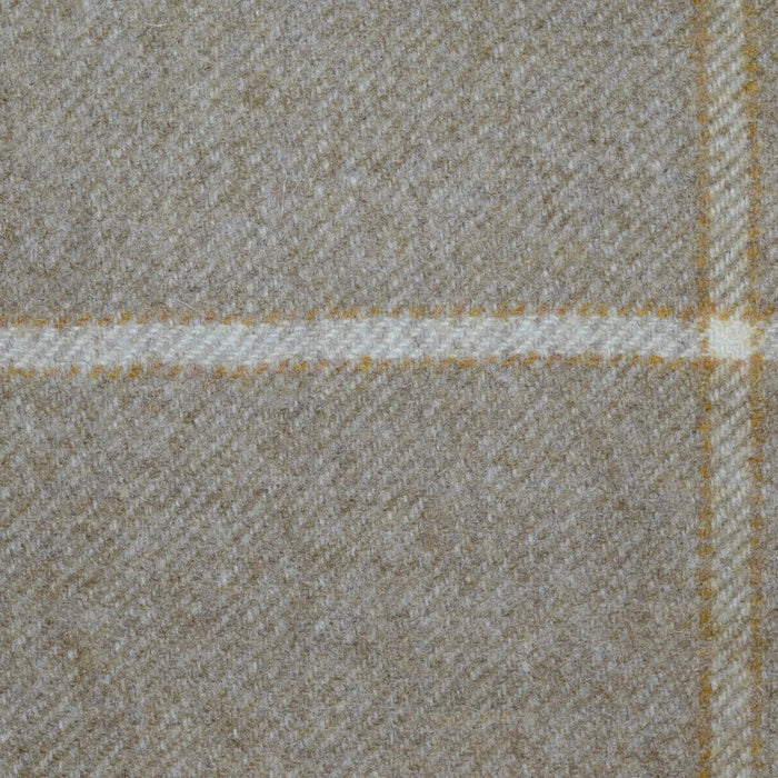 Beige with Ecru and Sand Window Pane Check All Wool Tweed Coating