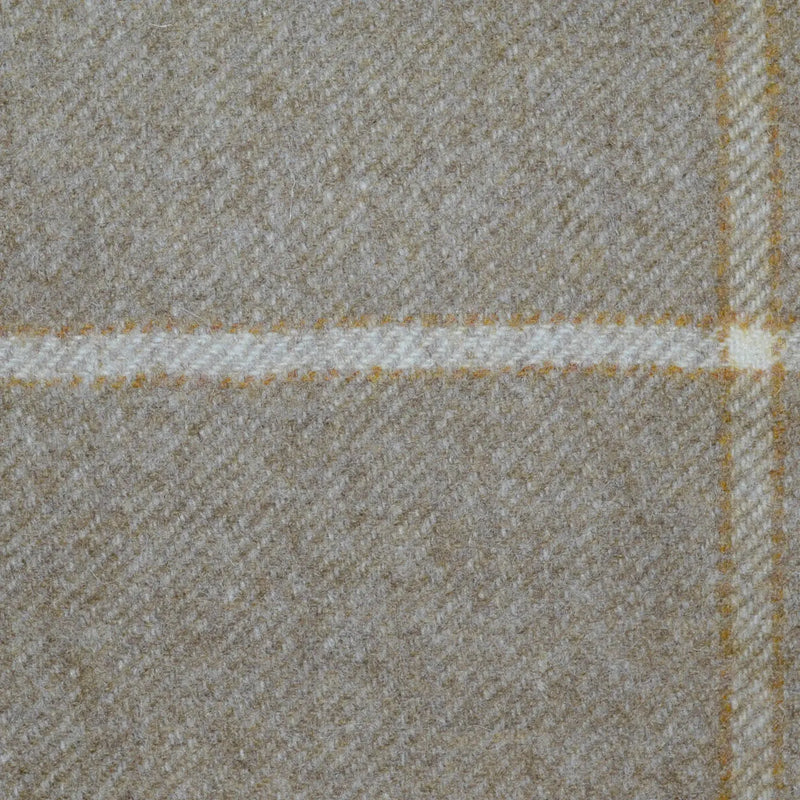 Beige with Ecru and Sand Window Pane Check All Wool Tweed Coating